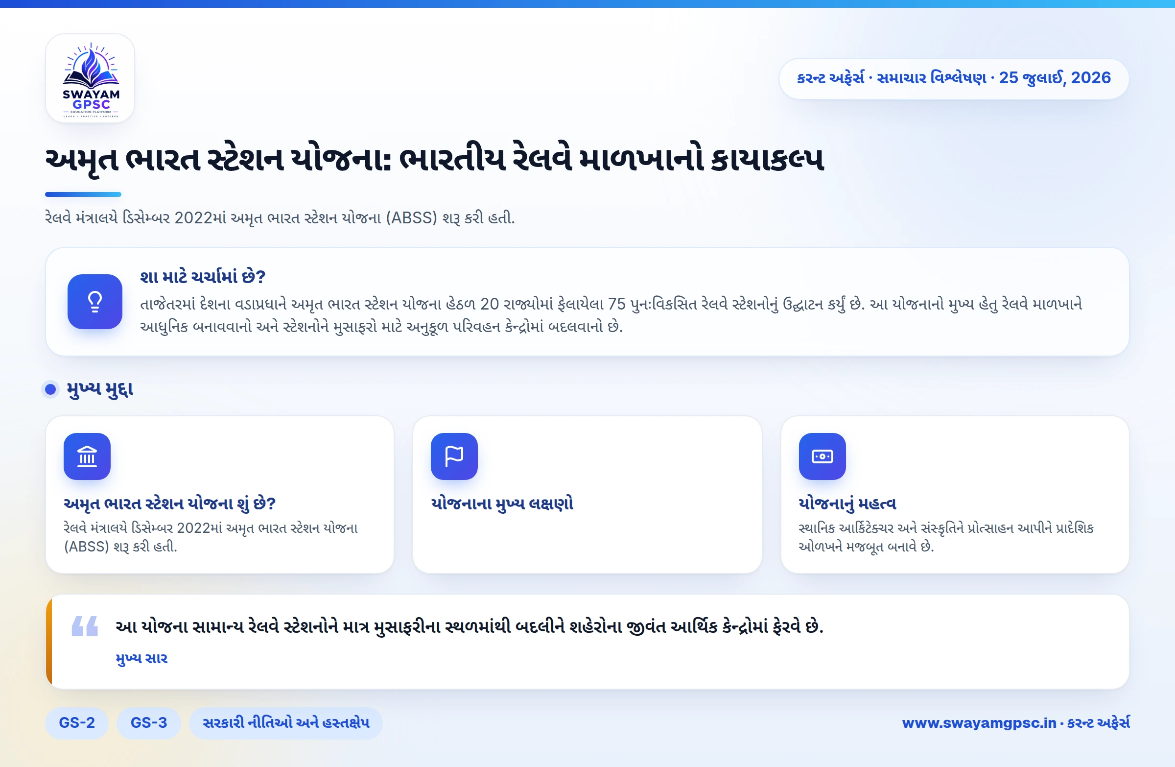 અમૃત ભારત સ્ટેશન યોજના: ભારતીય રેલવે માળખાનો કાયાકલ્પ
