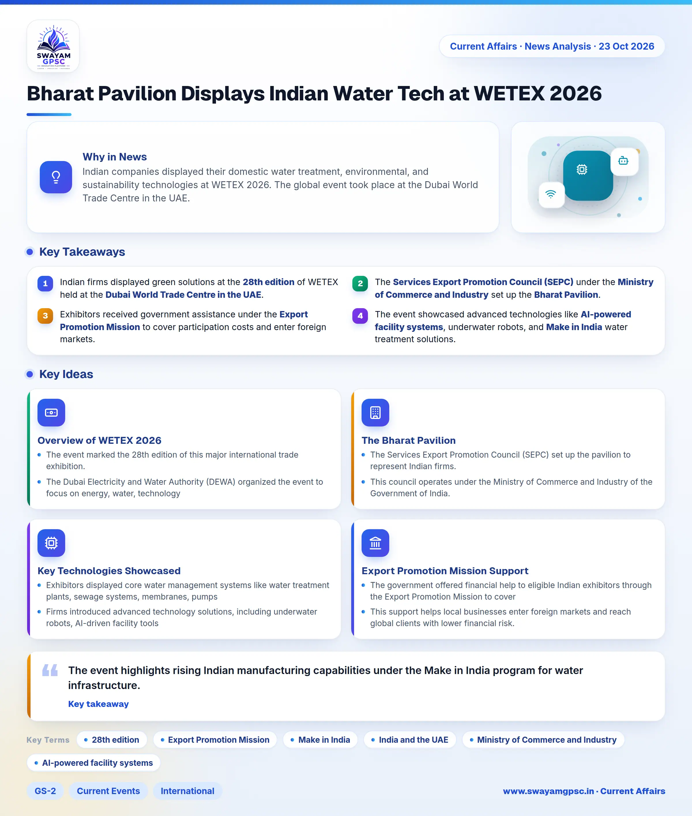 Bharat Pavilion Displays Indian Water Tech at WETEX 2026
