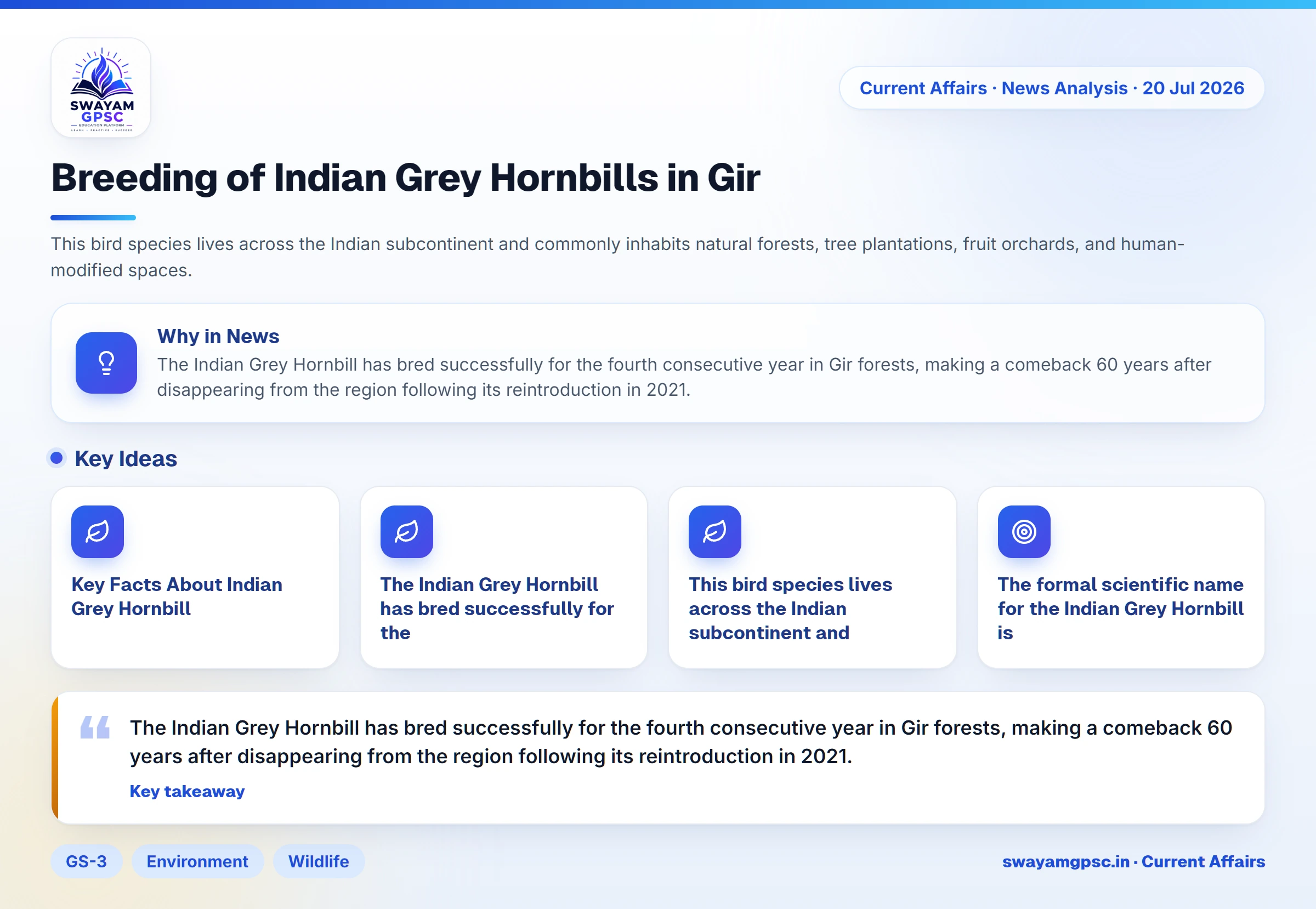 Breeding of Indian Grey Hornbills in Gir