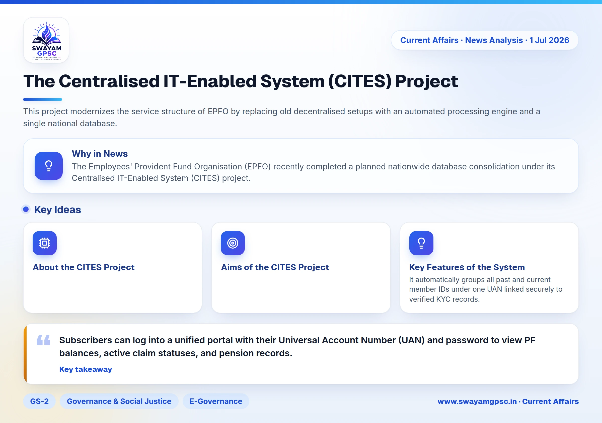 The Centralised IT-Enabled System (CITES) Project