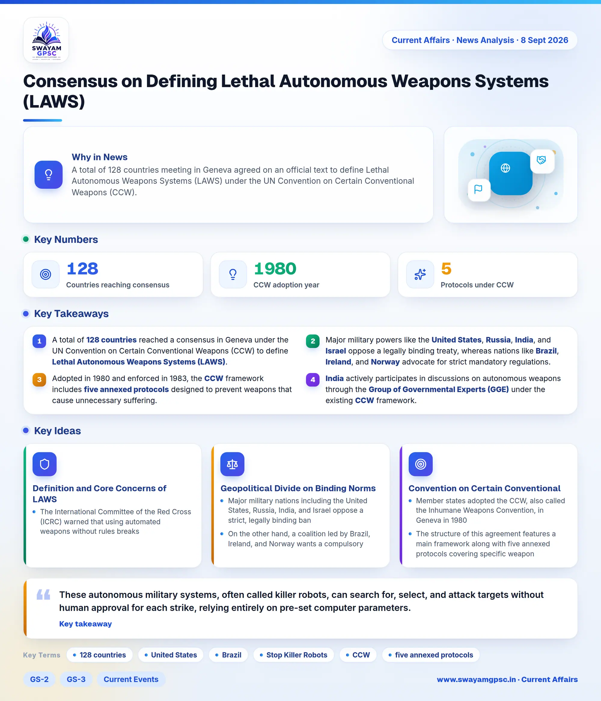 Consensus on Defining Lethal Autonomous Weapons Systems (LAWS)
