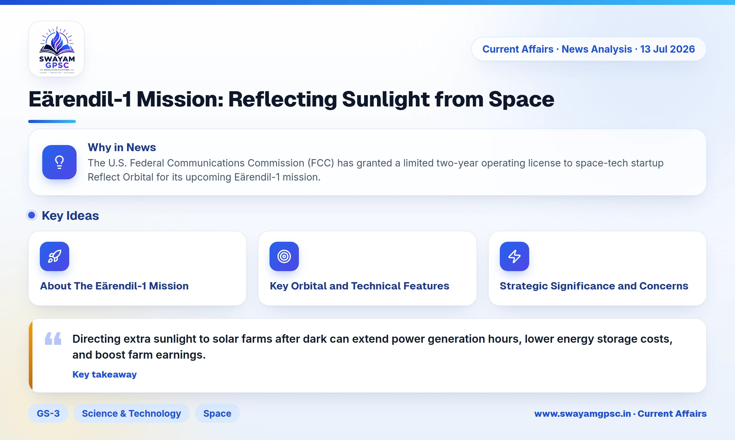 Eärendil-1 Mission: Reflecting Sunlight from Space