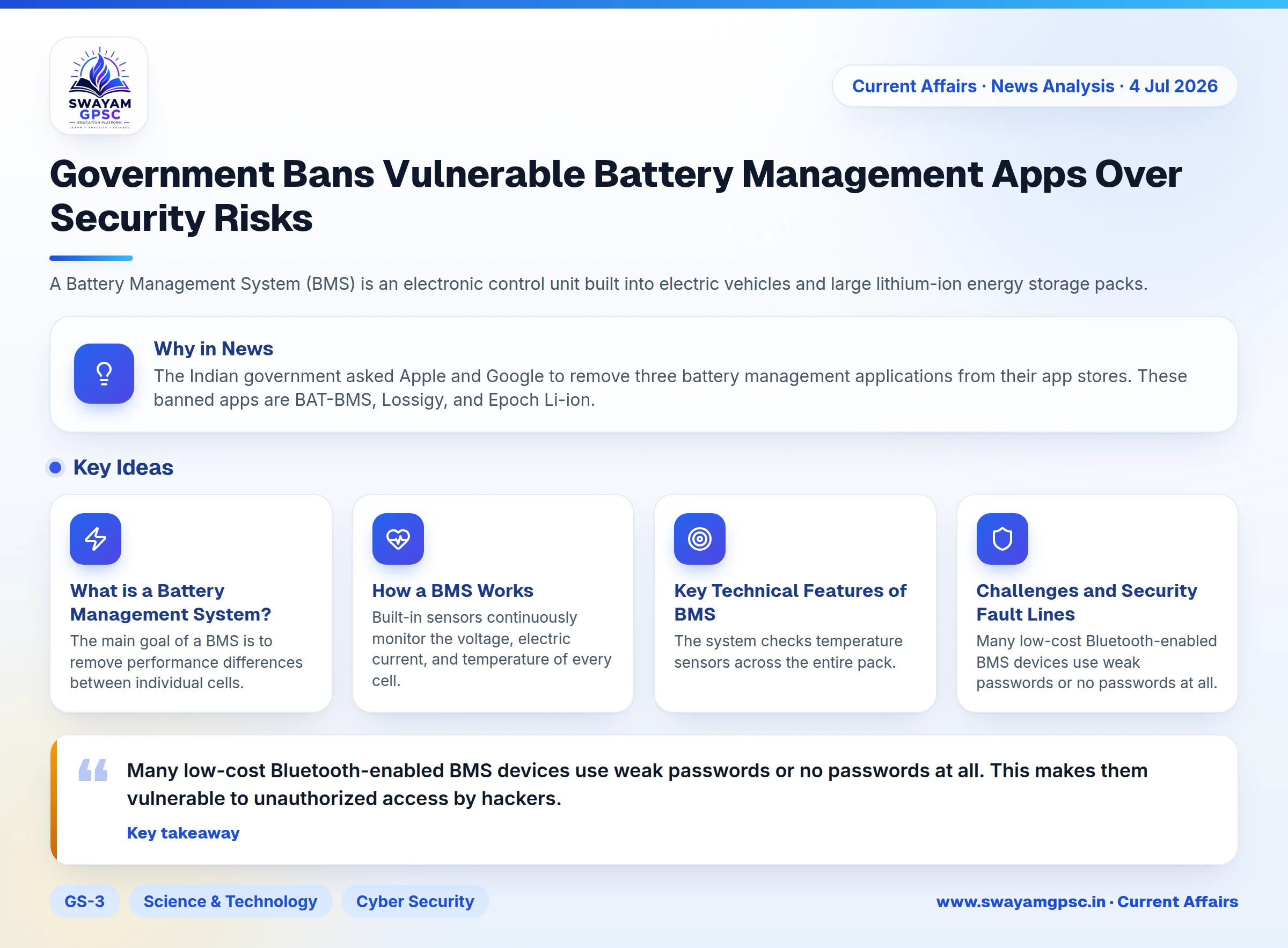 Government Bans Vulnerable Battery Management Apps Over Security Risks