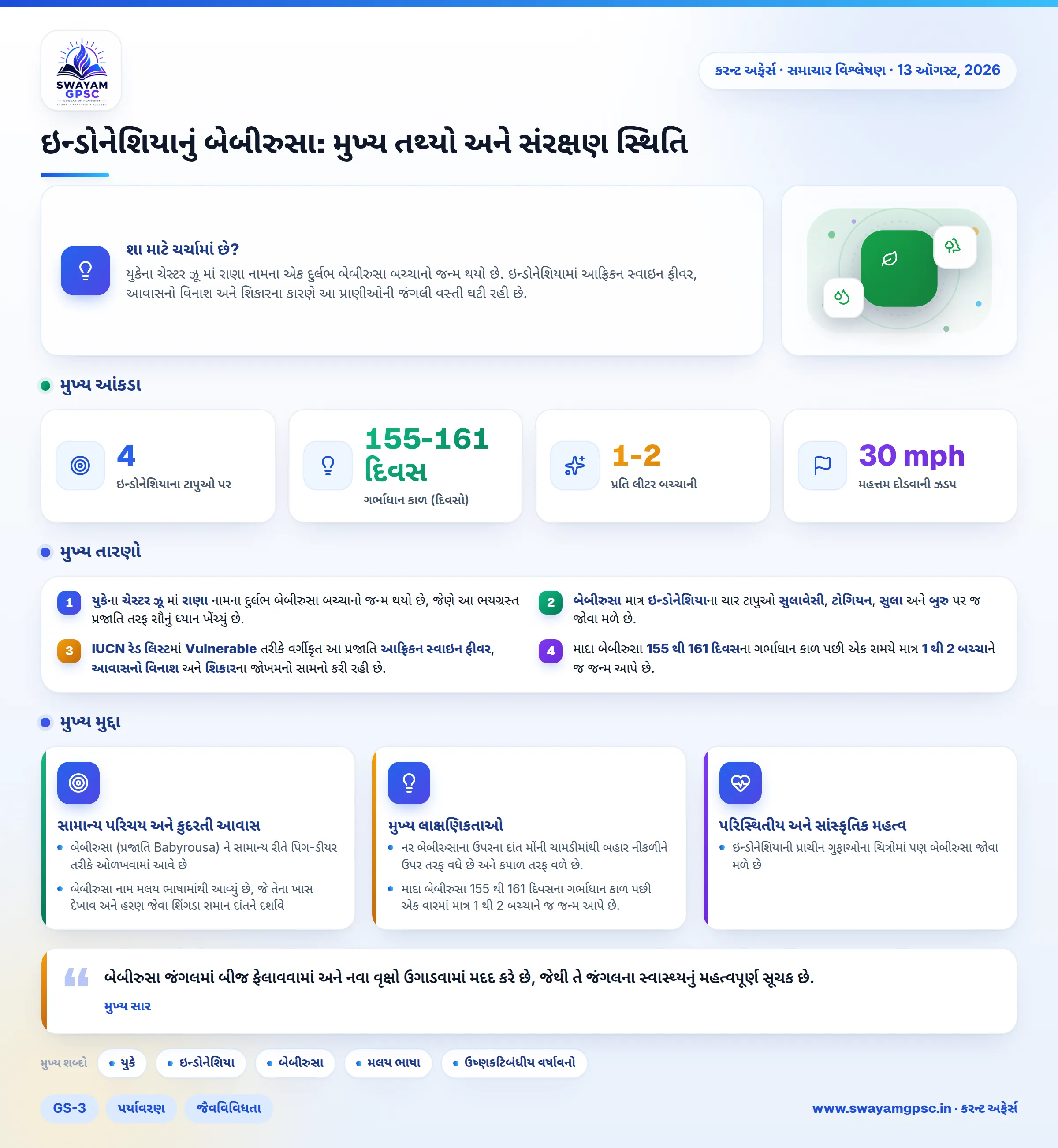 ઇન્ડોનેશિયાનું બેબીરુસા: મુખ્ય તથ્યો અને સંરક્ષણ સ્થિતિ