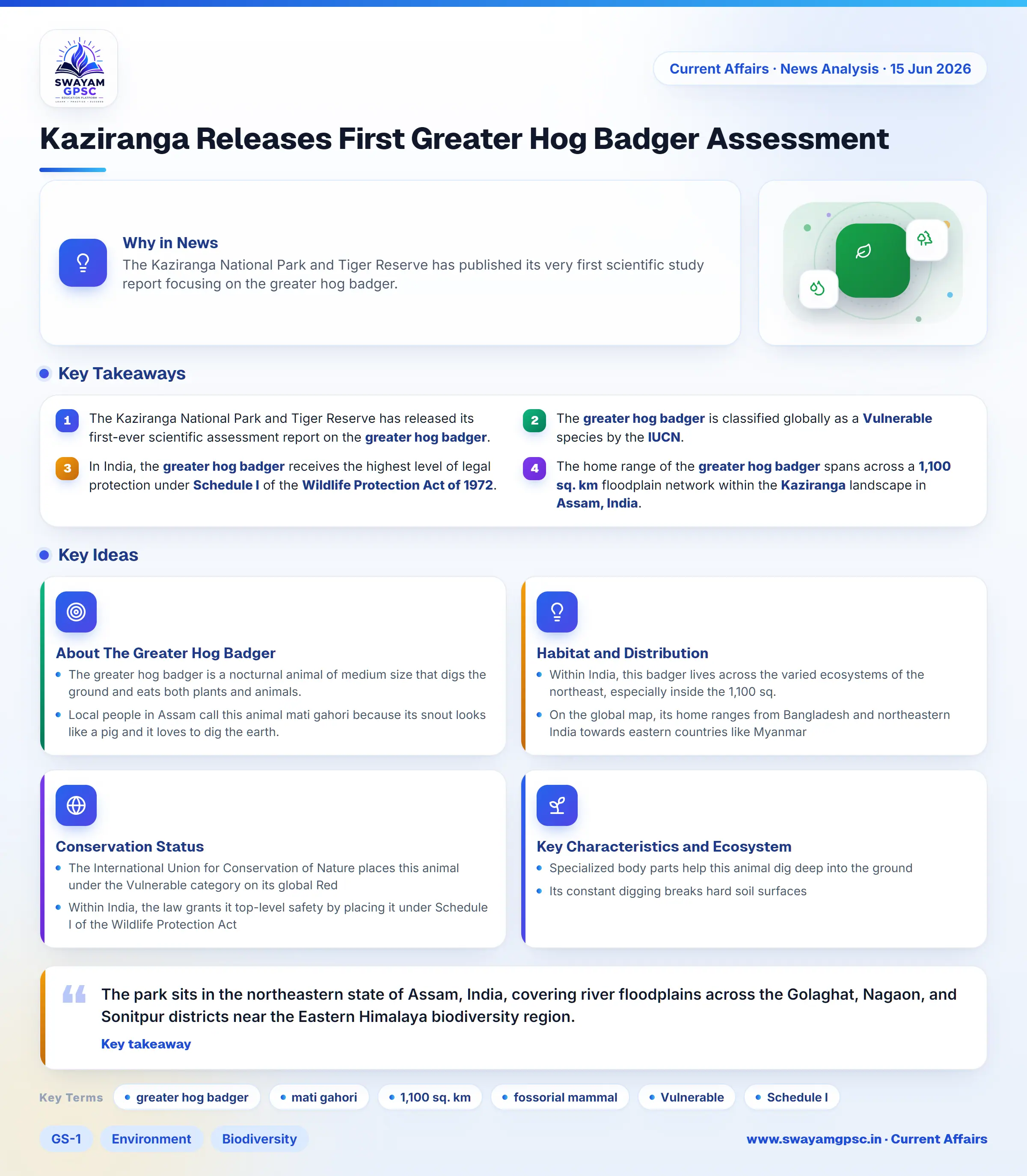 Kaziranga Releases First Greater Hog Badger Assessment