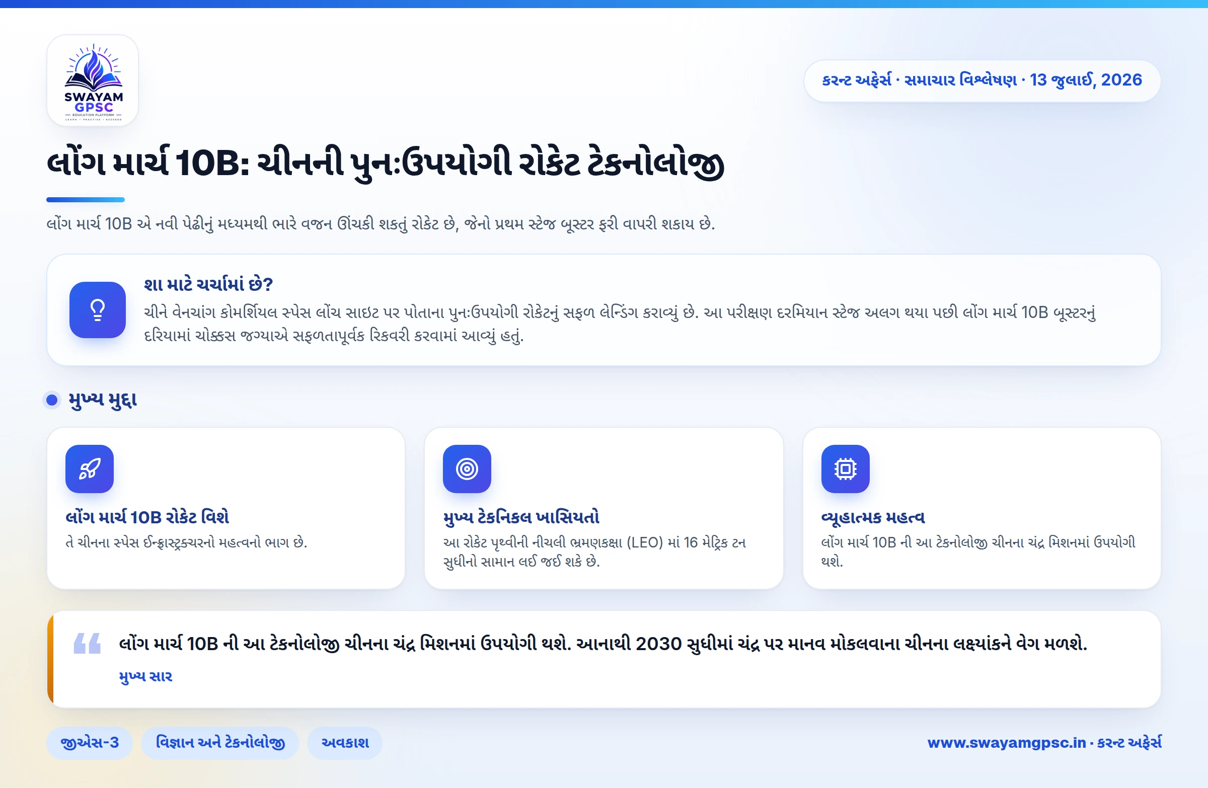 લોંગ માર્ચ 10B: ચીનની પુનઃઉપયોગી રોકેટ ટેકનોલોજી