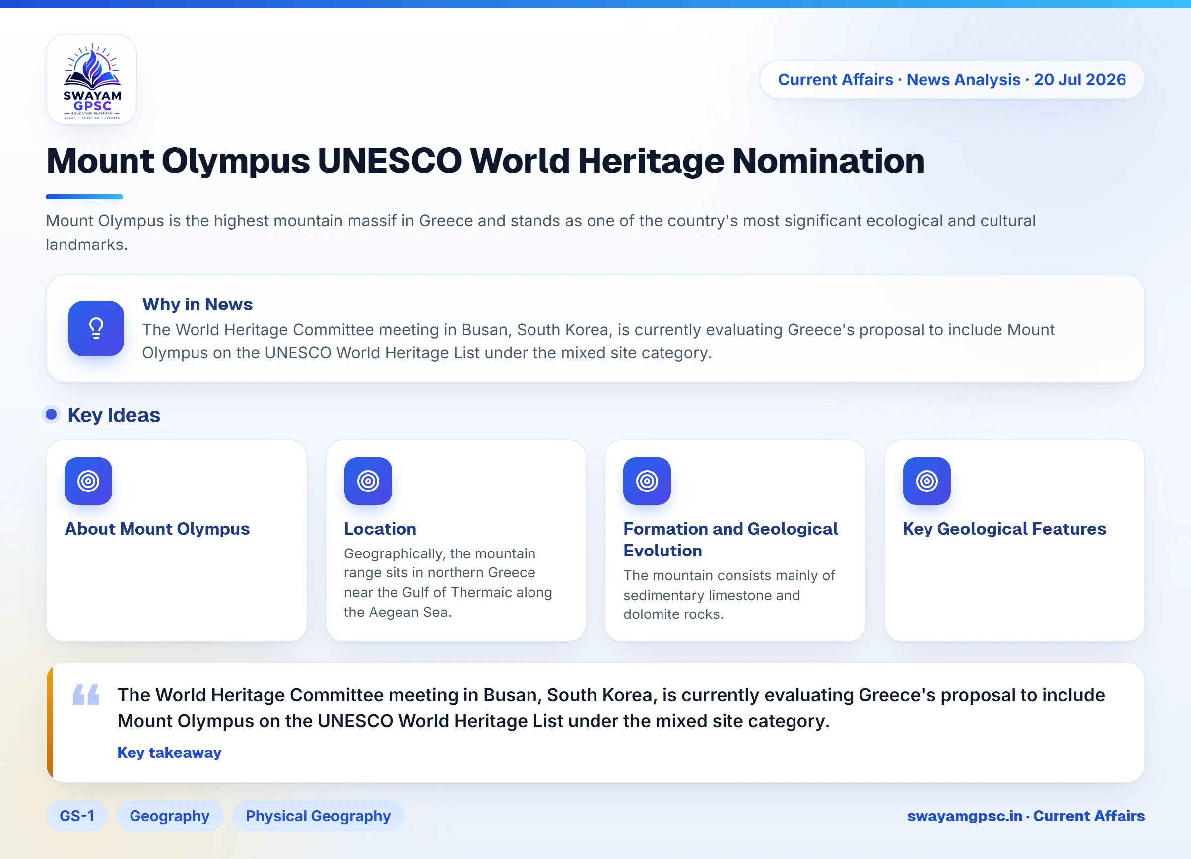 Mount Olympus UNESCO World Heritage Nomination