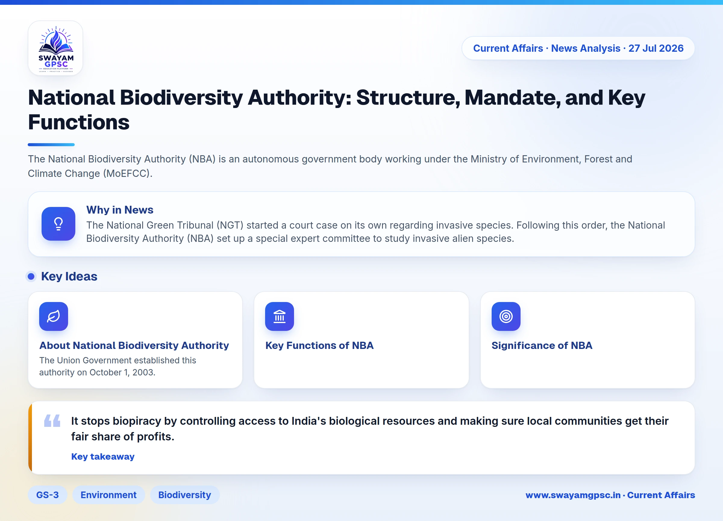National Biodiversity Authority: Structure, Mandate, and Key Functions