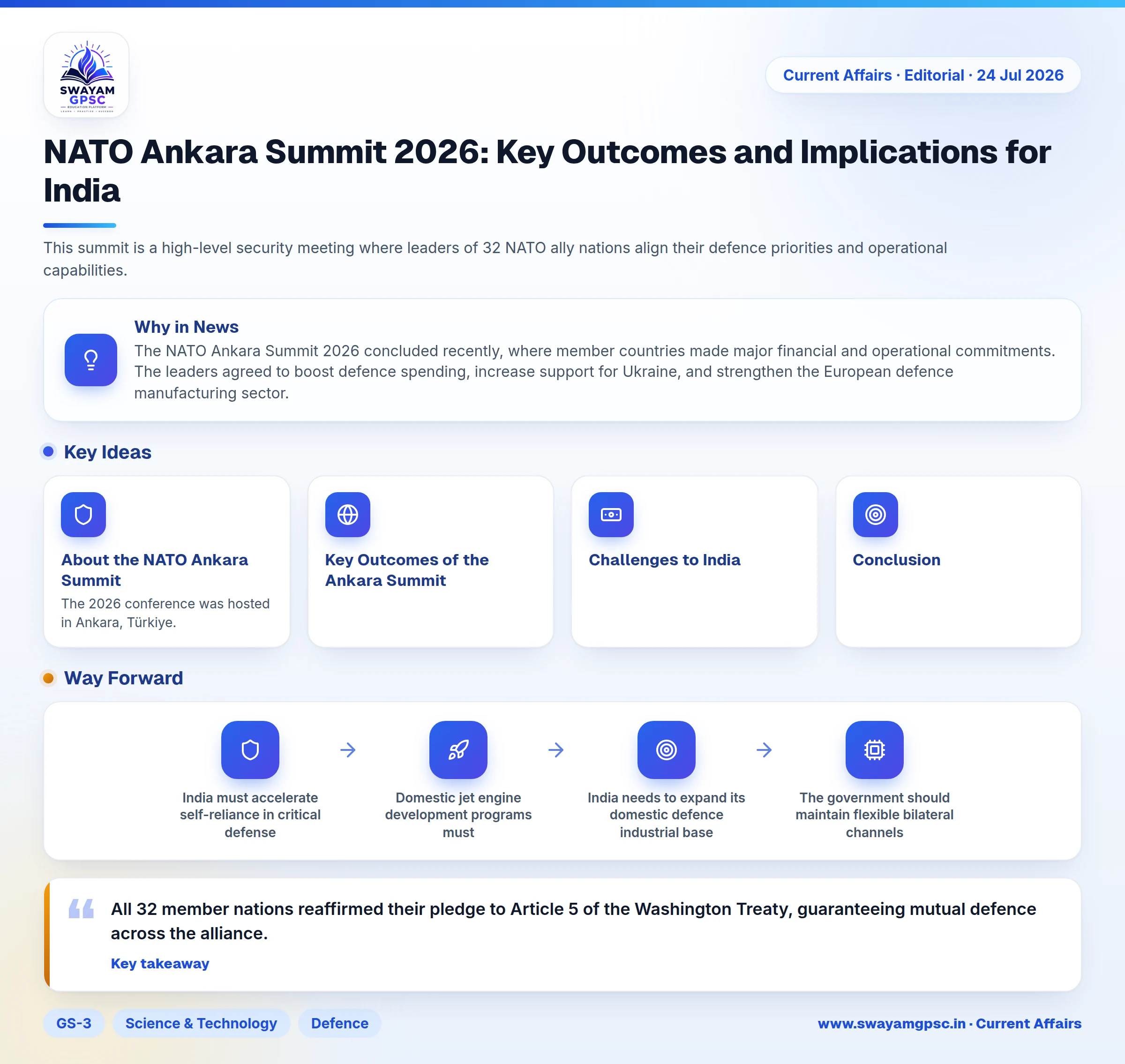 NATO Ankara Summit 2026: Key Outcomes and Implications for India