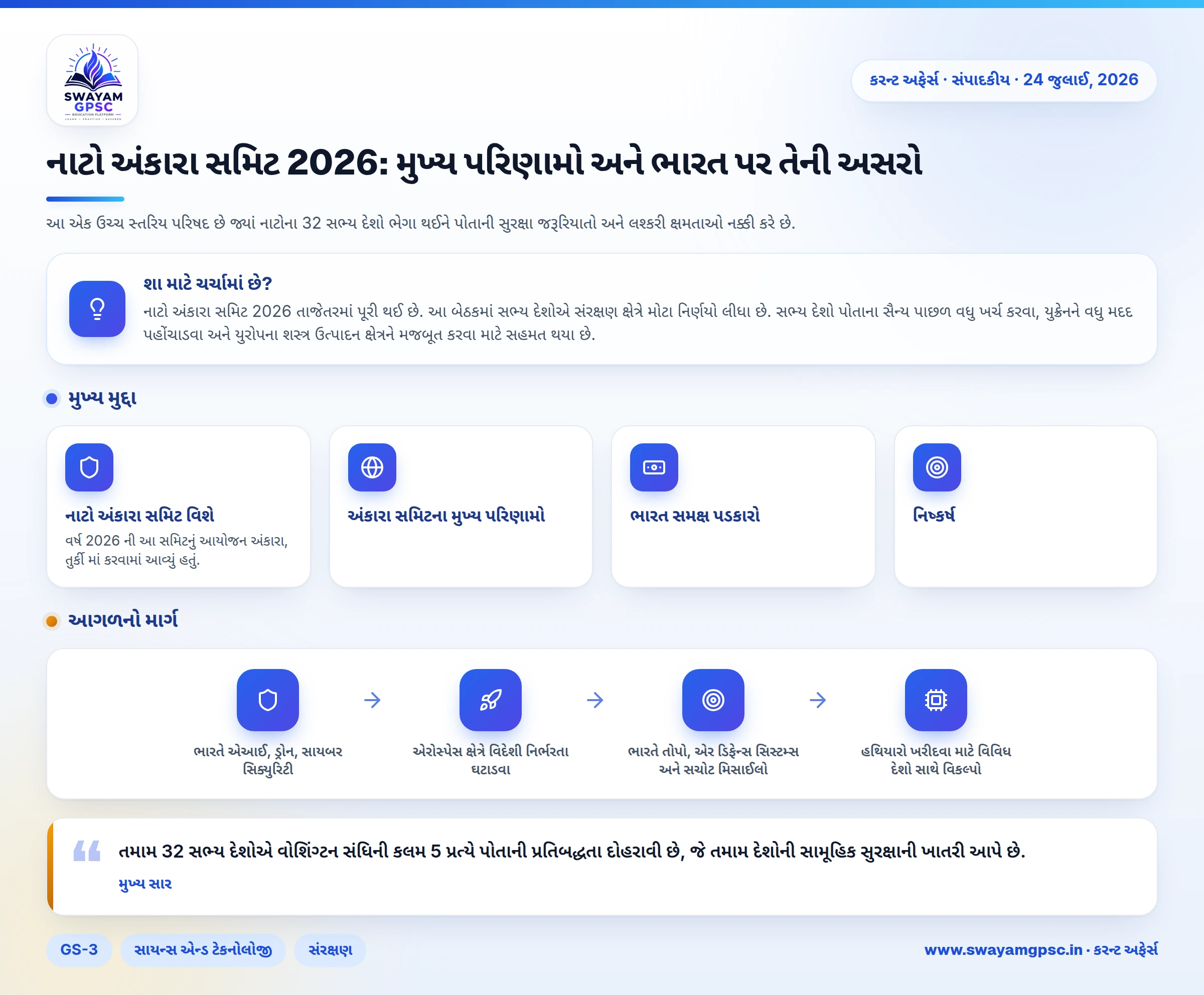 નાટો અંકારા સમિટ 2026: મુખ્ય પરિણામો અને ભારત પર તેની અસરો