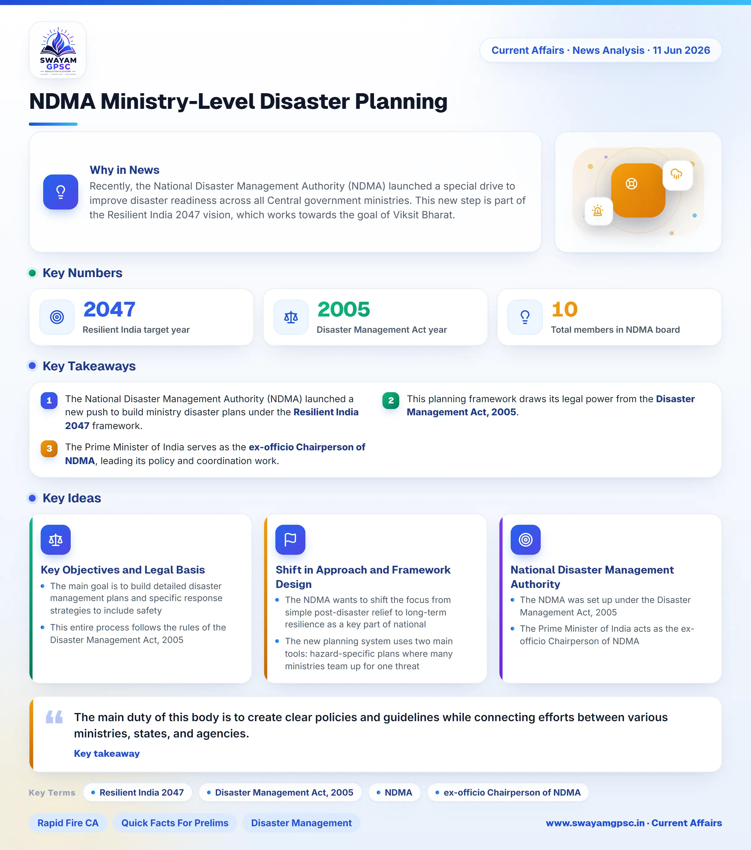 NDMA Ministry-Level Disaster Planning