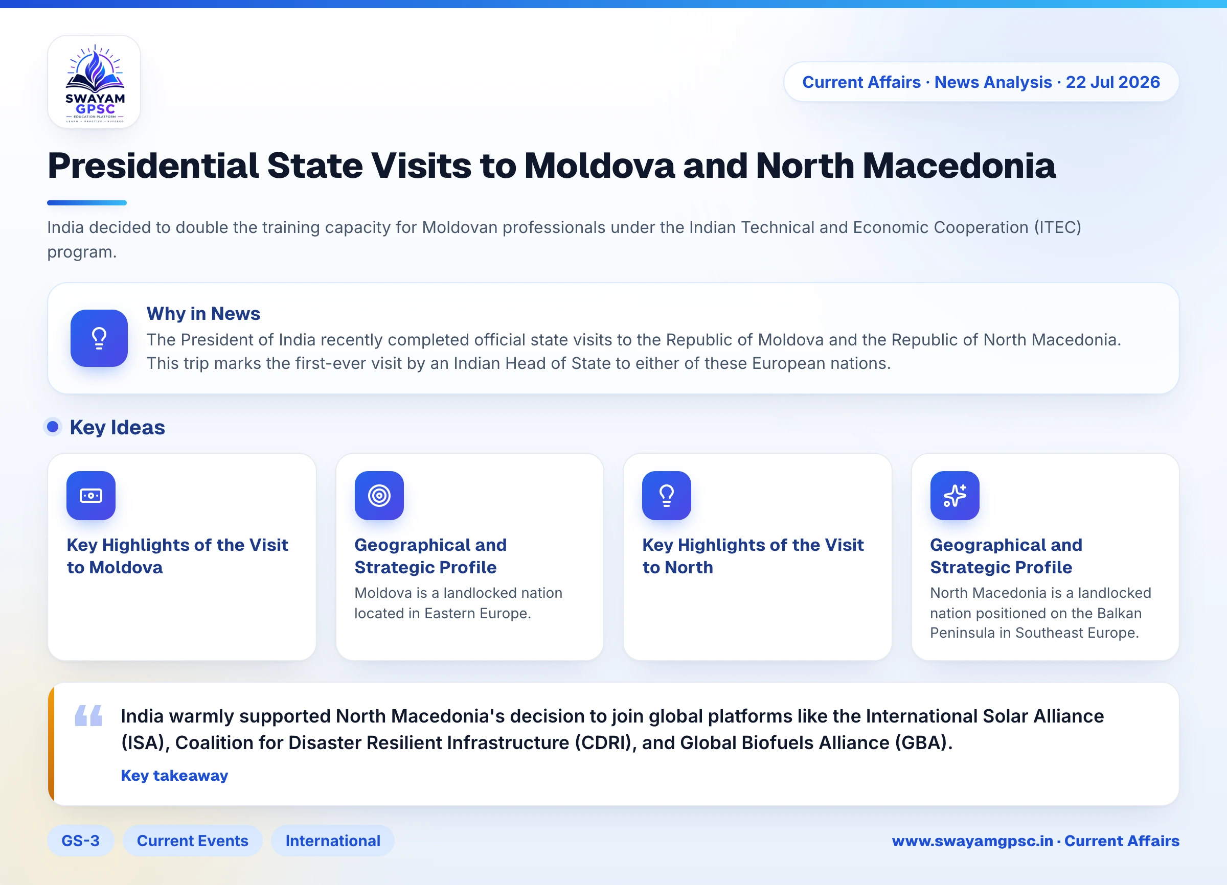 Presidential State Visits to Moldova and North Macedonia