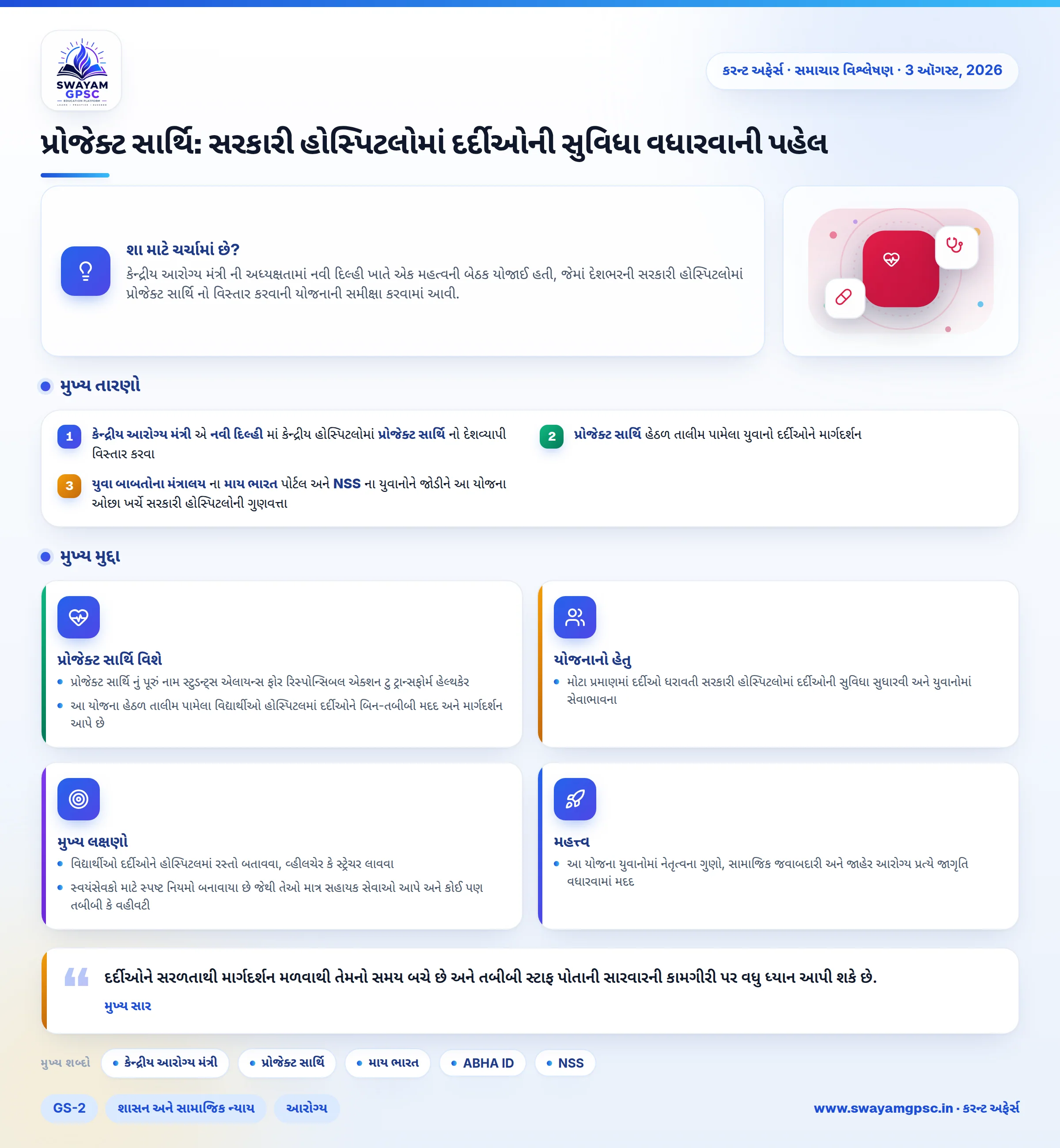 પ્રોજેક્ટ સાર્થિ: સરકારી હોસ્પિટલોમાં દર્દીઓની સુવિધા વધારવાની પહેલ