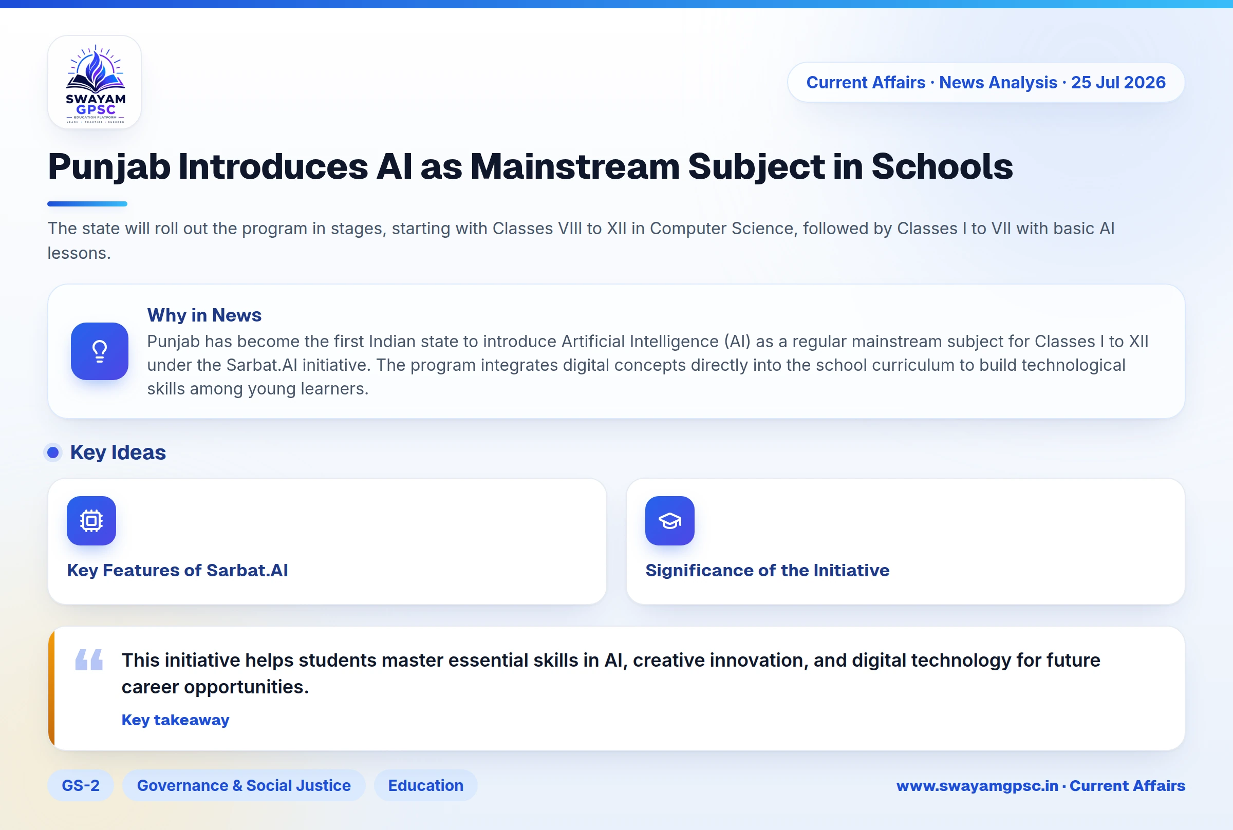Punjab Introduces AI as Mainstream Subject in Schools