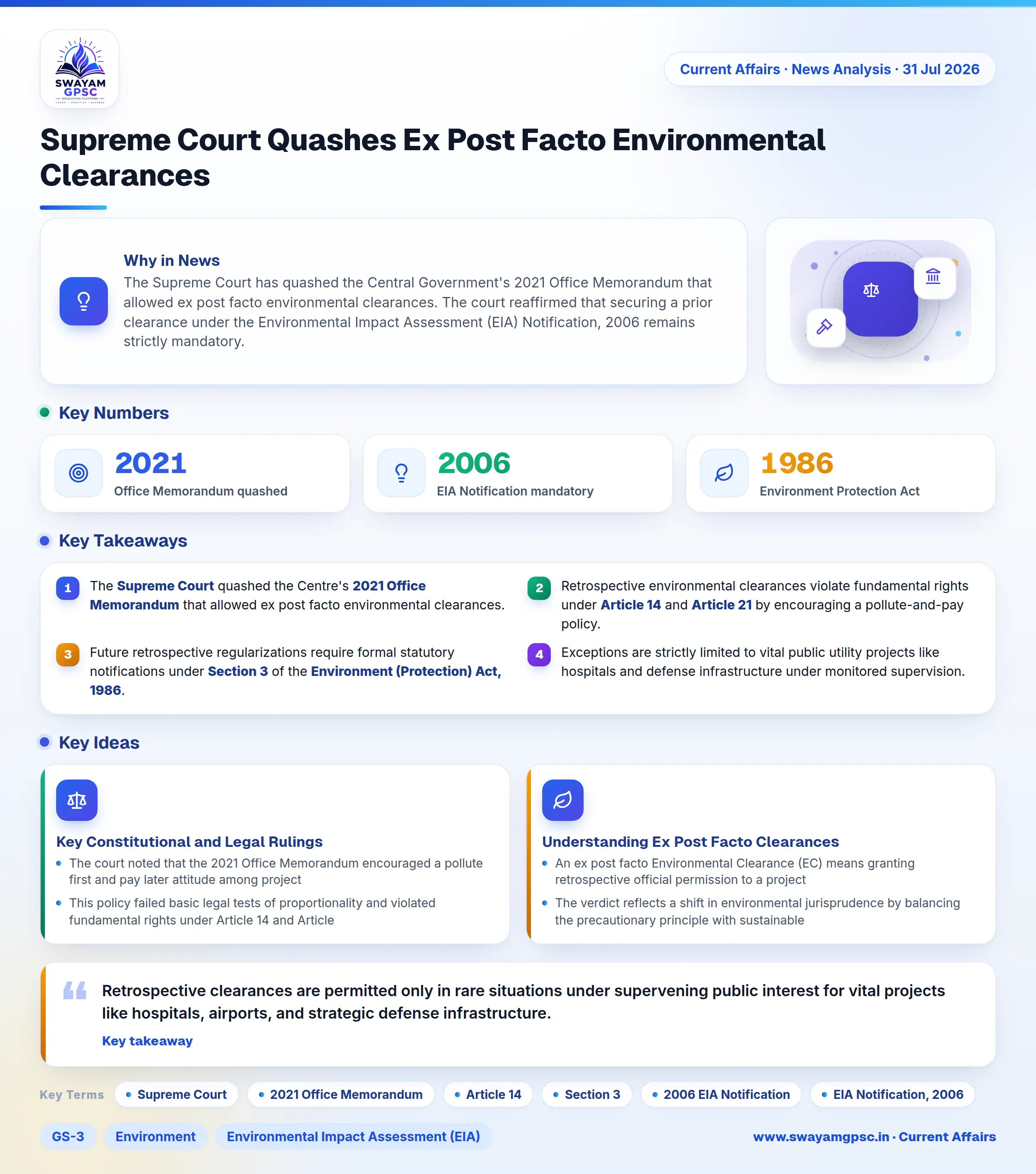 Supreme Court Quashes Ex Post Facto Environmental Clearances