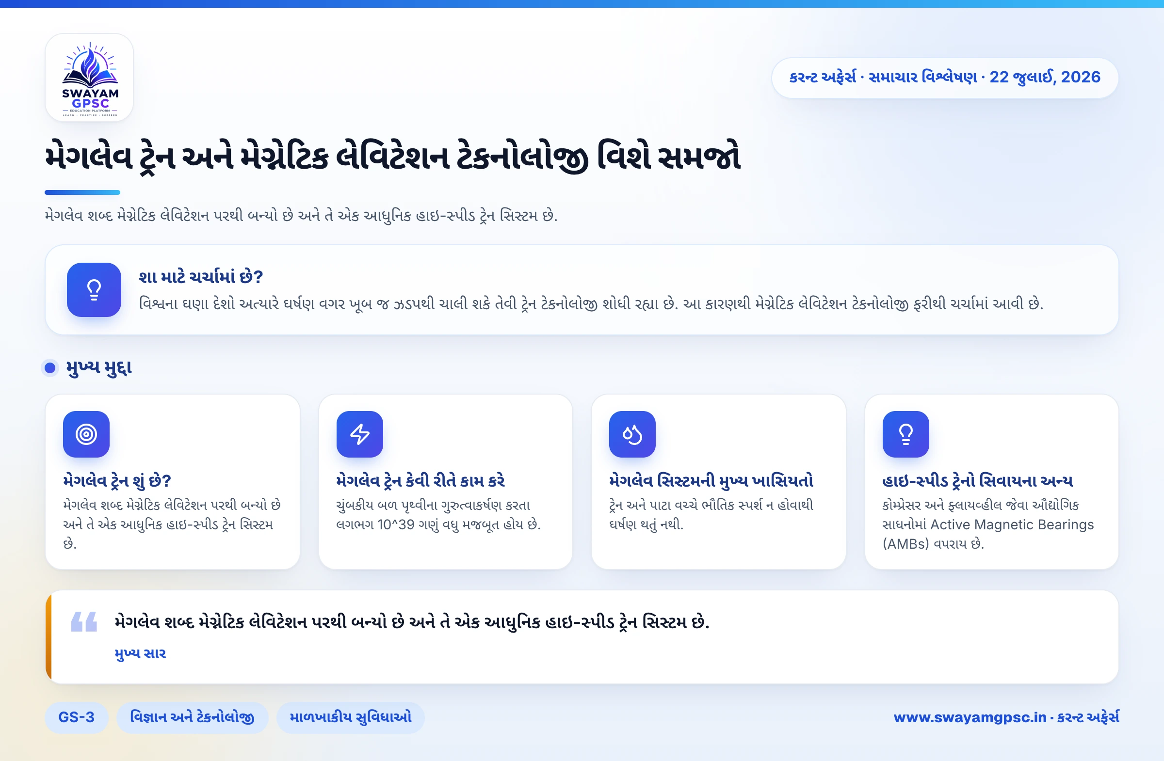 મેગલેવ ટ્રેન અને મેગ્નેટિક લેવિટેશન ટેકનોલોજી વિશે સમજો
