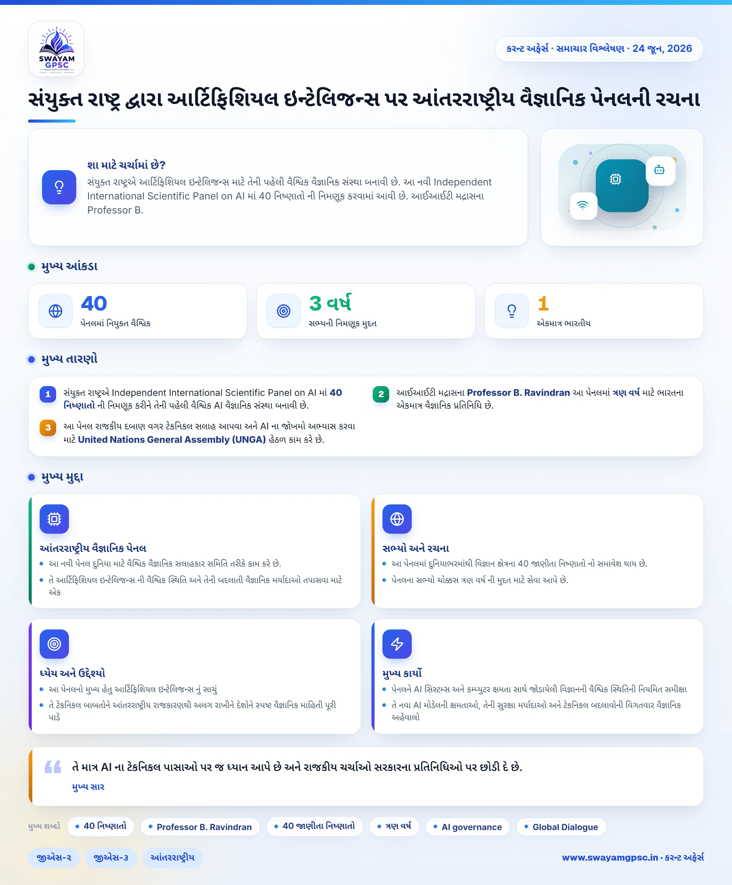 સંયુક્ત રાષ્ટ્ર દ્વારા આર્ટિફિશિયલ ઇન્ટેલિજન્સ પર આંતરરાષ્ટ્રીય વૈજ્ઞાનિક પેનલની રચના