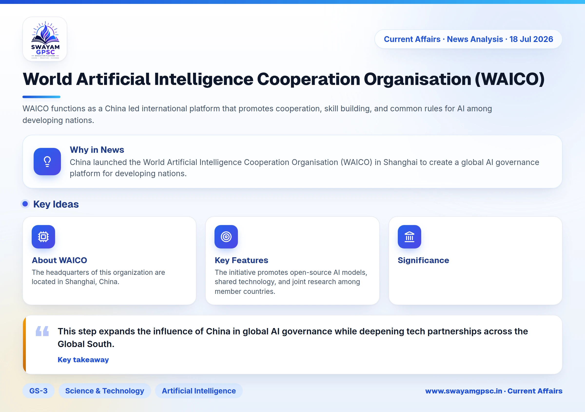 World Artificial Intelligence Cooperation Organisation (WAICO)